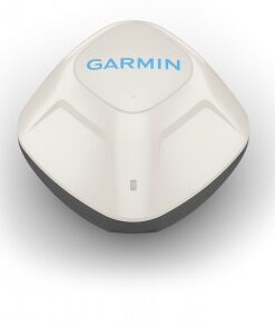 Light-colored, round-shaped Garmin STRIKER CAST device on a white background.