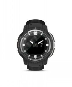 Garmin Instinct Crossover smartwatch, black graphite Round, black smartwatch Garmin Instinct Crossover, black-silver frame and digital display.