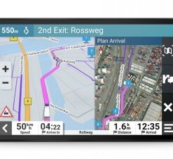 Garmin Dezl LGV810 navigator for trucks Garmin Dezl LGV810 truck navigator, map, route guidance, and features displayed on the screen.