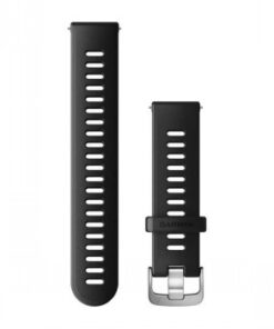 Musta Garmin-pikakiinnityshihnasetti, jossa näkyvät kaksi 20 mm leveää hihnaa; yksi soljella ja toinen rei'illä.