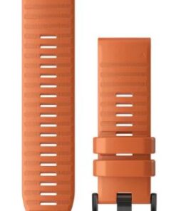 Orange silicone Garmin QuickFit 26mm watch strap, textured and two-piece.