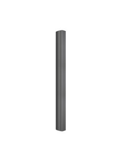 Tall, vertical, gray metal pillar on a white background.