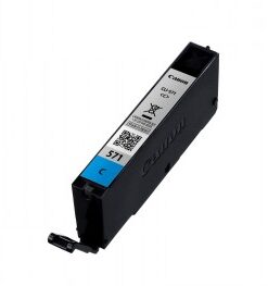 Canon CLI-571 C blue ink cartridge for inkjet printers Inkjet printer Canon CLI-571 C blue ink cartridge, black body and label visible.