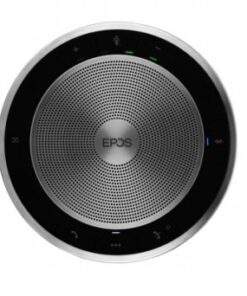 Round black and silver EPOS Expand 30 Bluetooth speaker with a detailed grille.