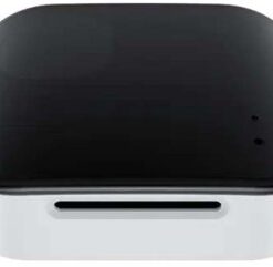 A black, square-shaped environmental sensor with a white border, photographed from the front.