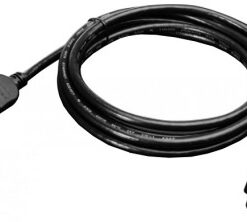 Black HDMI cable with two connectors, length 2 meters. Horizontal view.