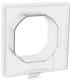 Transparent and angular white sealing kit with IP44 marking in the center of the bottom section.