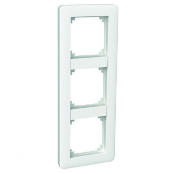 Schneider Electric Exxact Primo white 3-part frame White three-part plastic frame in a vertical position, suitable for sockets and switches.