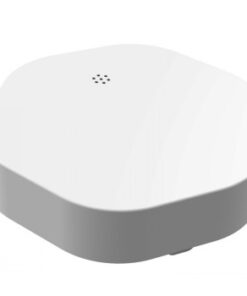White wireless water leak sensor with a rounded square design, small and compact.