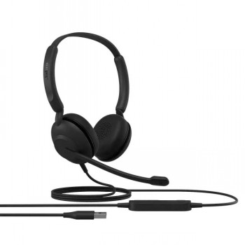 Jabra Evolve 10 stereo headset, USB-A, adjustable microphone Black Jabra Evolve 10 stereo headset with USB-A connection, adjustable boom microphone, side view.