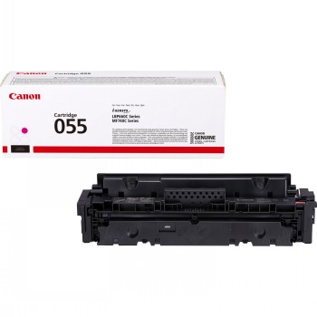 Canon 055 magenta ink cartridge with packaging on a white background.