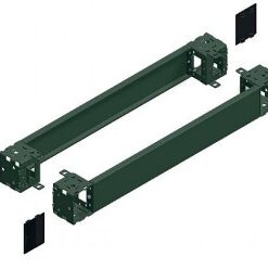 Schneider Electric plinth, front and rear parts, 100x1000 SF/SM Dark green steel plinth, modular front and rear parts detached.