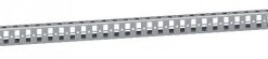 Schneider Electric 400 mm mounting rail, 2 pcs, single row A metallic, gray 400 mm wide mounting rail with square holes, viewed from the side.