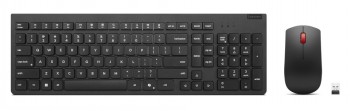Lenovo Essential Wireless Keyboard & Mouse G2 - stylish wireless set Black Lenovo wireless keyboard and mouse with a USB receiver, pictured from the front.
