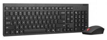 Lenovo Essential wireless keyboard and mouse FI/SWE A black wireless Lenovo keyboard and mouse on a flat surface, keys in a Scandinavian layout.