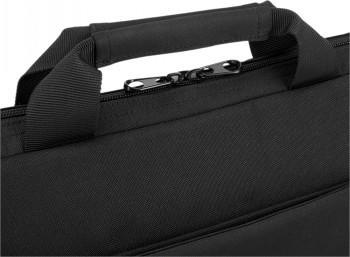 Lenovo Basic Topload Case 15.6", a stylish and practical bag. Close-up of the zipper and carrying handle of the black Lenovo Basic Topload Case 15.6-inch bag.