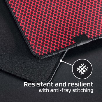 HyperX Pulsefire Mat - durable medium-sized mouse pad Red and black patterned medium-sized mouse pad, made of durable material with reinforced edges.