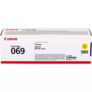 Canon Cartridge 069 Y cardboard packaging, white and red, rectangular shape.