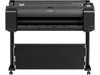 Canon imagePROGRAF GP-300 36” A0 printer in black, with a stand, photographed from the front.