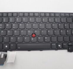 German Lenovo keyboard with backlight, black color, horizontal position.