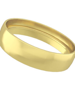 Brass-colored external pipe cover, round and smooth surface, described in detail.