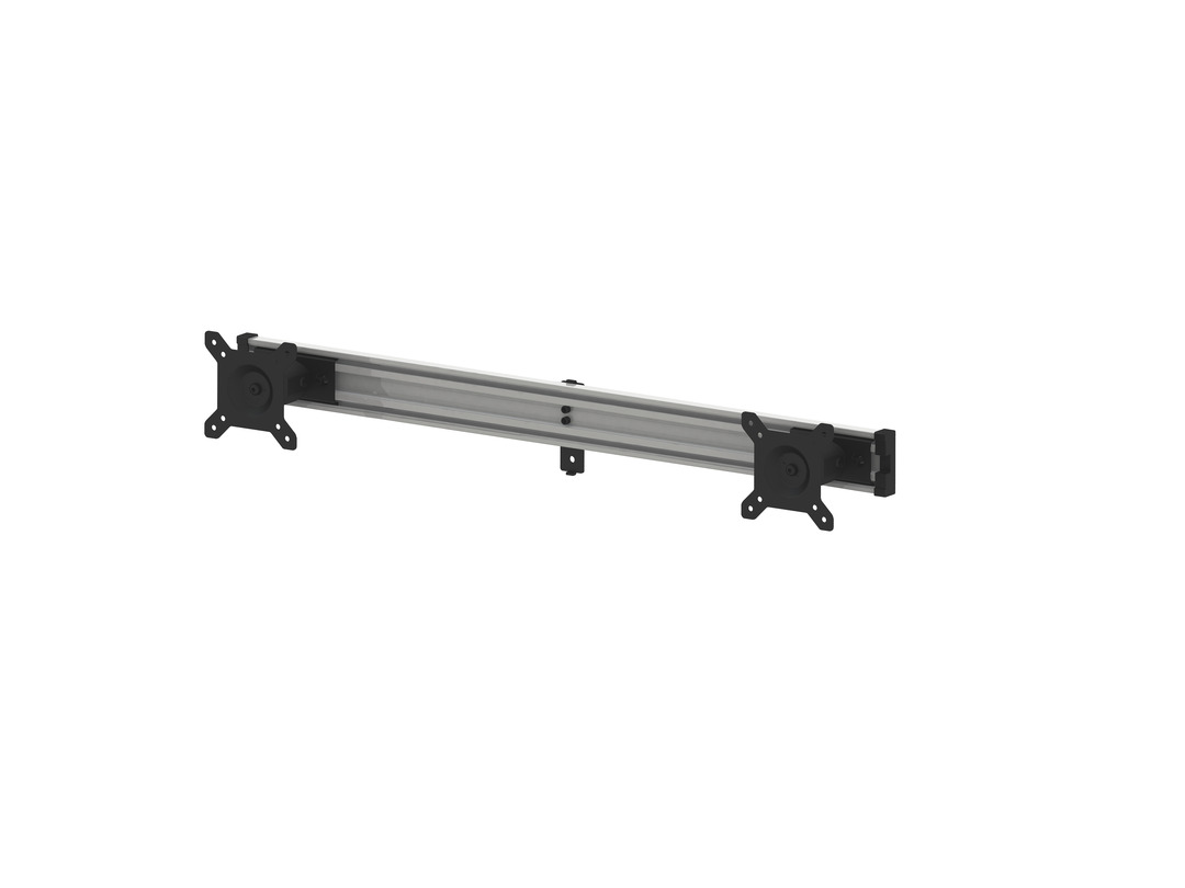 Multibrackets M PUBLIC DISPLAY DUAL SCREEN stand for 15-32 inches Silver-colored dual monitor stand for 15-32 inch monitors, in a vertical position.