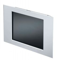 Silver-gray 15-inch TFT monitor, rectangular with thin bezels, pictured from an angle.