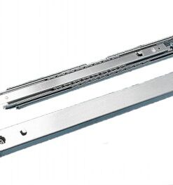 Silver-colored Rittal telescopic rails, two pieces, metallic and rectangular in shape.