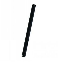 A black metallic extension tube with a smooth surface and two holes at the ends, photographed against a white background.