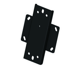 A small black wall mount plate with multiple mounting holes and an angular shape.