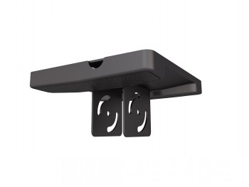 Multibrackets MB PRO Series black ceiling plate with plastic cover The stylish rounded design of the black ceiling plate with a plastic cover attached, depicted from the side.