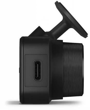 Garmin Dash Cam Mini 3 compact camera side profile Black Garmin Dash Cam Mini 3 camera device in side profile, USB port visible.