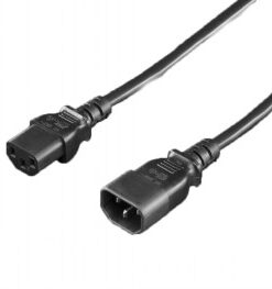 Two black IEC320 power cables, male and female connectors, 0.5 meters long.