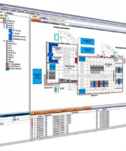Monitor displaying the interface and floor plan of the Rittal Rizone graphic tool software.