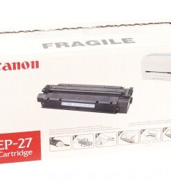 Front of the Canon EP-27 toner cartridge package, white background, black cartridge.
