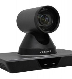 A black, modern Kramer K-CAM4K camera with a flat base and a large lens.