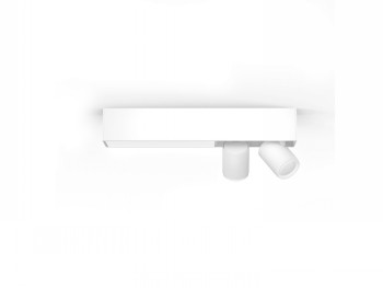 Two white spotlights in a horizontal position, minimalist design and smooth surface.