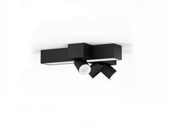 Black Philips Centris Hue ceiling light with three adjustable spotlights.