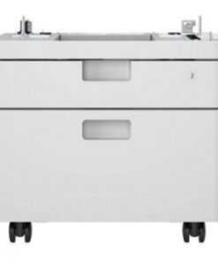 A white Canon paper cassette on wheels with two feeder trays.