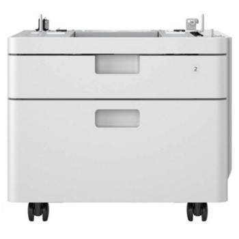 A white Canon paper cassette on wheels with two feeder trays.