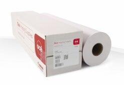 A white large format printer paper roll and a box with the Canon logo placed diagonally.