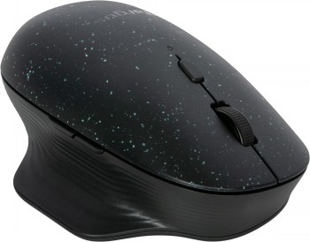 Targus ErgoFlip EcoSmart Mouse, wireless and ergonomic Black ergonomic wireless mouse with a dappled surface and curved design suitable for both hands.