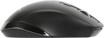 Targus Bluetrack Wireless Antimicrobial Mouse, stylish and ergonomic. A black wireless mouse in side profile, with two buttons and a scroll wheel visible.