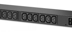 A slim black APC power panel with 13 C13 power outlets arranged in rows.