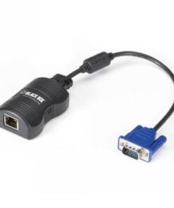 The receiver of a Black Box-branded multimedia adapter with RJ45 and VGA connections.