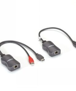 Two black HDMI adapters with short cables and connectors. On a table with a neutral background.