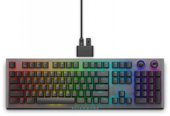 Dell Alienware AW920K RGB Wireless Gaming Keyboard Wireless gaming keyboard with colorful RGB backlighting, black finish, streamlined design.