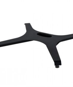 A black floor stand base with four evenly spread support legs and an oval-shaped opening in the center.