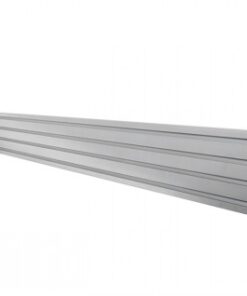 Silver-colored horizontal mounting profile with multiple grooves, viewed from the front.