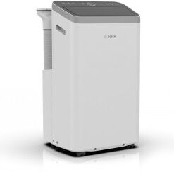 Bosch Cool 4000 portable cooler - efficient and compact solution White Bosch Cool 4000 portable cooler, rectangular design with a black control panel on top.